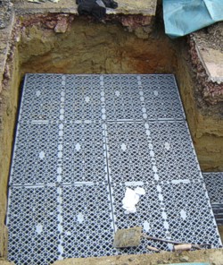 Aquacells in a soakaway system installed by DrainTech South West